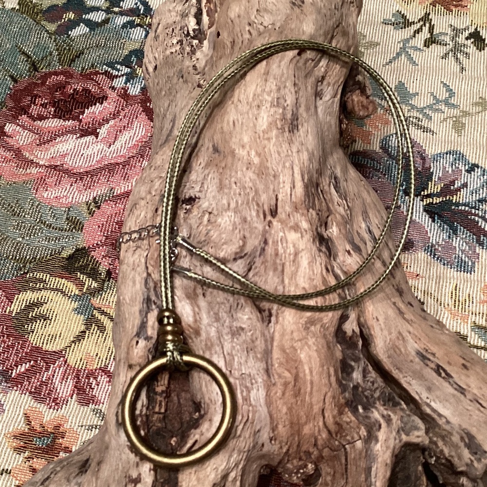 Olive Green / Brass Circle Eyeglass Leash /Chain / Lanyard